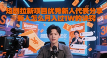 短剧拉新项目优秀新人代表分享新人怎么月入过1W的诀窍项目拆解-自媒体创业-工具使用友道副业网