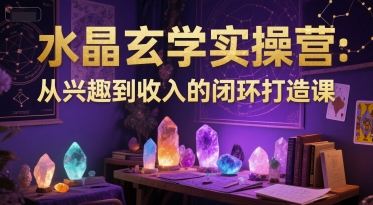 水晶玄学实操营：从兴趣到收入的闭环打造课项目拆解-自媒体创业-工具使用友道副业网