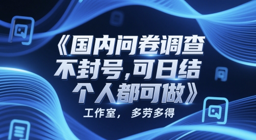 国内问卷调查，不封号，可日结，多劳多得，工作室，个人都可做项目拆解-自媒体创业-工具使用友道副业网