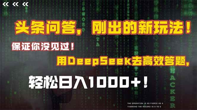 （14957期）头条问答，刚出的新玩法！保证你没见过！结合Deepseek高效答题，轻松日…项目拆解-自媒体创业-工具使用友道副业网